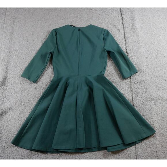 Diane Von Furstenberg Dress Green Xs Jeannie V Neck Long Sleeve A Line - Picture 2 of 12